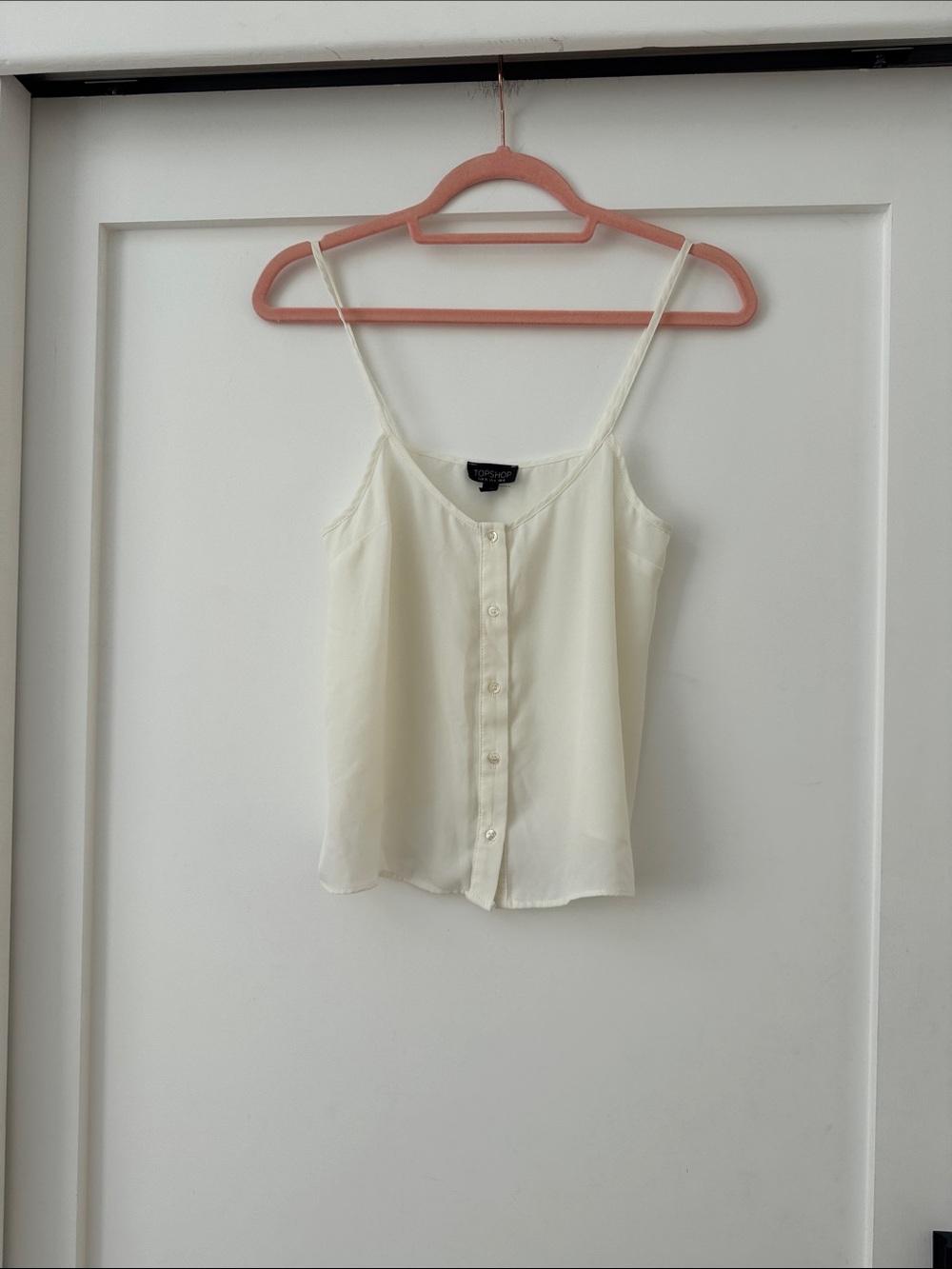 Topshop Ivory Button-Front Spaghetti Strap Cami